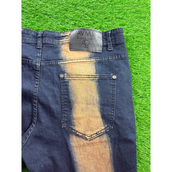 Ravmen Black Label Men’s Jeans Sz 36 Slim Tapered Bleach Stripe Dark Wash - Picture 4 of 11